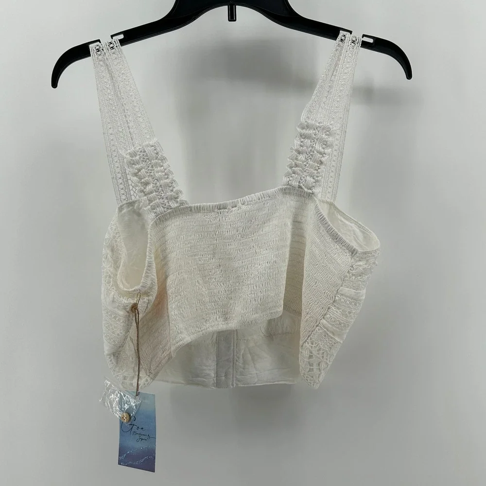 Goa Beachwear by Japna White Lace Crochet Crop Top XL NWT Boho Festival Coastal - Picture 8 of 12